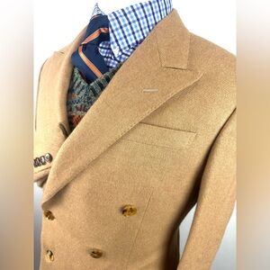 $1998 Polo Ralph Lauren 42R Italy Camel Cashmere Double-Breasted Sports Jacket